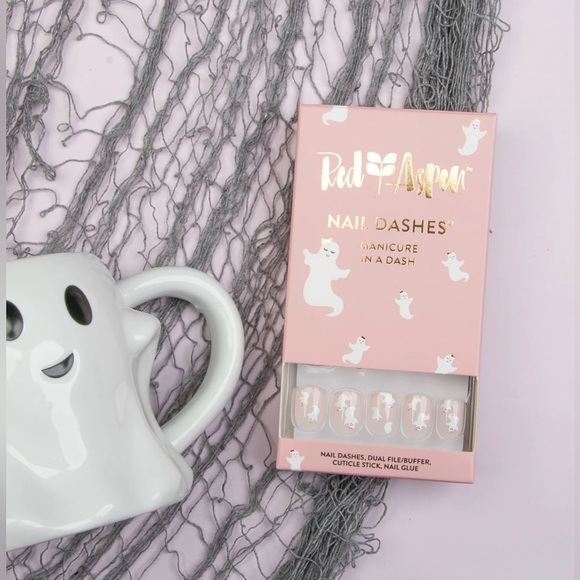 Red Aspen “Boo Season” Nail Dashes Manicure In A Dash Ghost Halloween Pink White - Picture 1 of 11